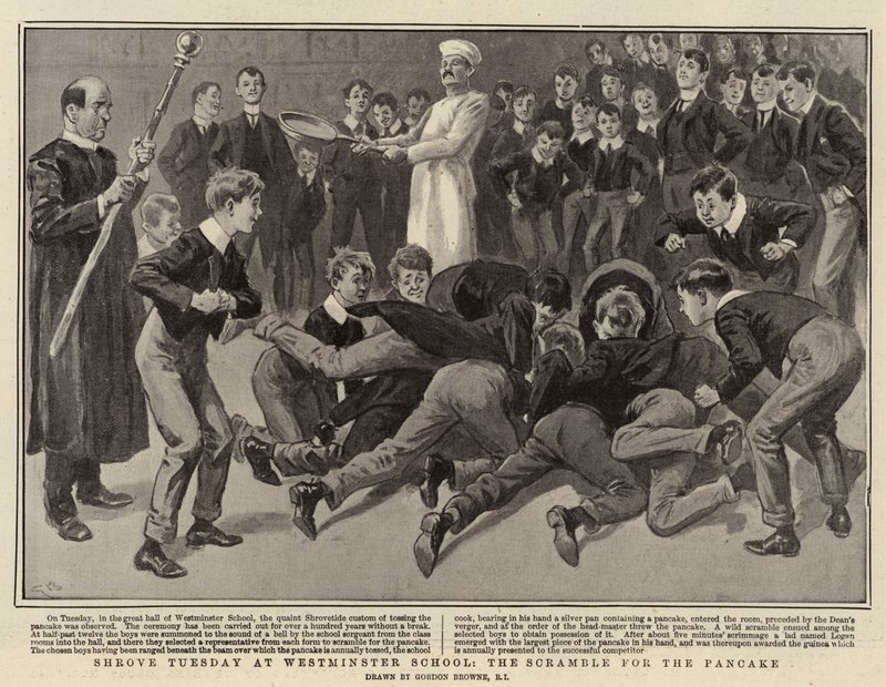 Ostateczny wtorek w Westminster School, wyścig o naleśnik autorstwa Gordon Frederick Browne