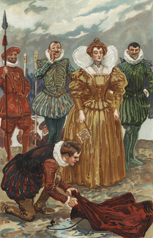 Sir Walter Raleigh ofiarowuje swój płaszcz królowej Elżbiecie I autorstwa Gordon Frederick Browne
