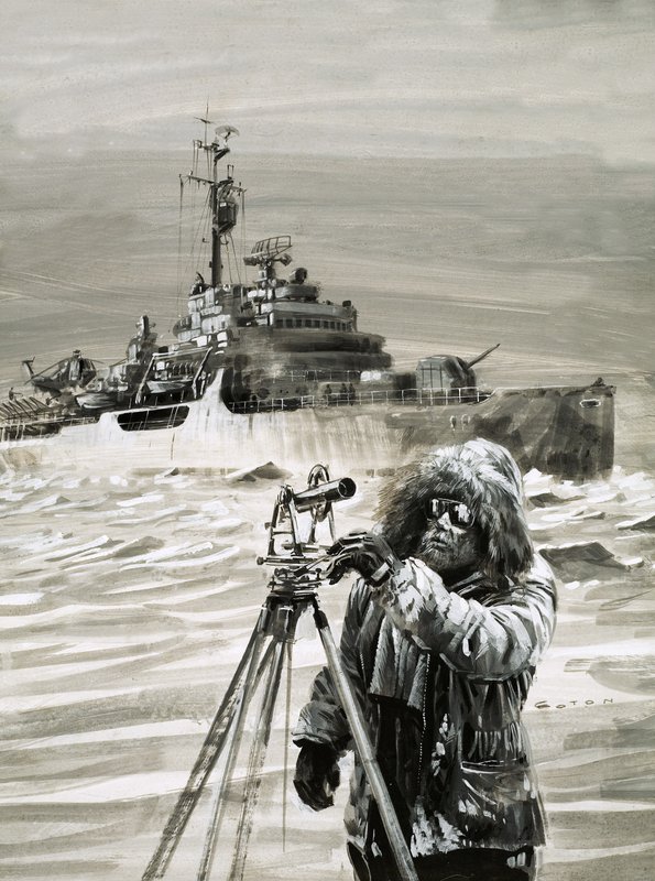 Członek zespołu British Antarctic Survey przy pracy autorstwa Graham Coton