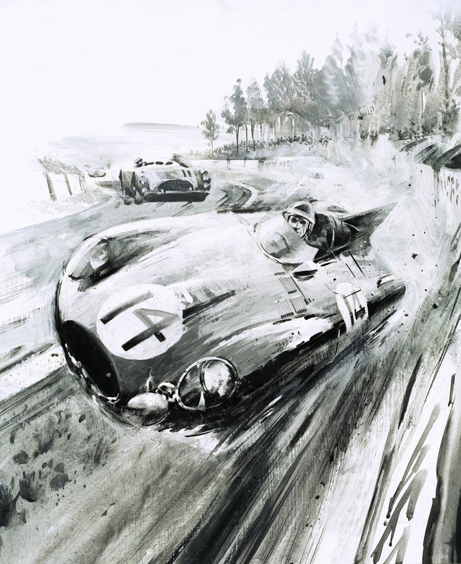 Jaguar typu D w wyścigu Le Mans w 1954 roku autorstwa Graham Coton