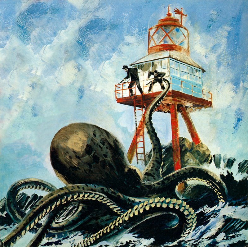 Potwór z Serrana Cay (kolorowa litografia) autorstwa Graham Coton
