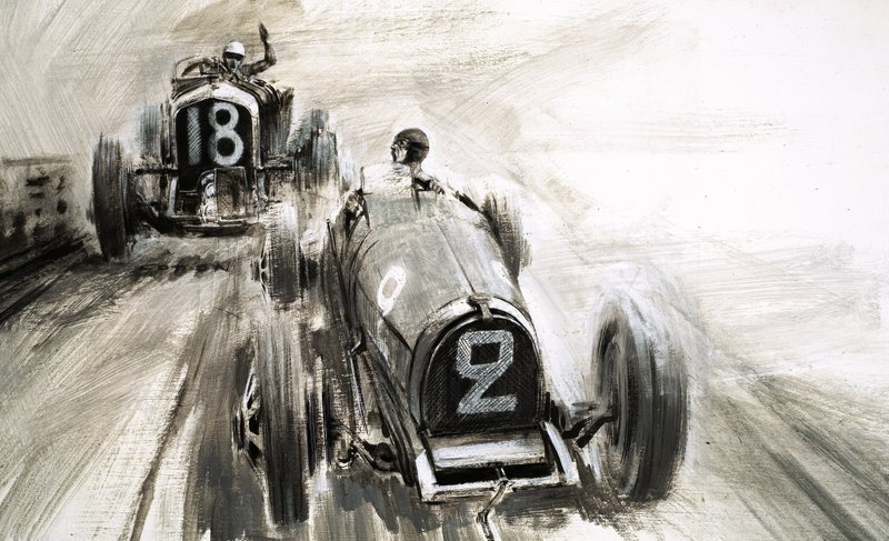 Tim Birkin za kierownicą w Brooklands autorstwa Graham Coton