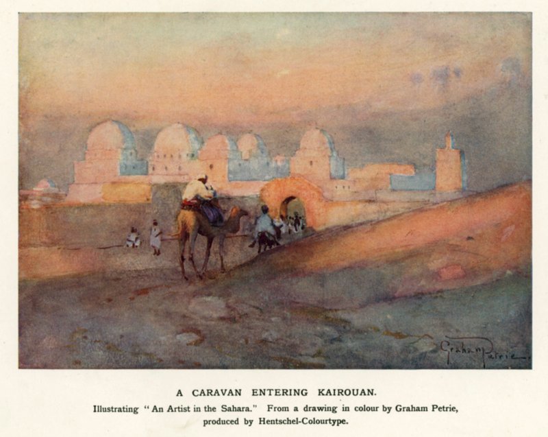 Karawana wjeżdżająca do Kairouan (kolor lito) autorstwa Graham Petrie
