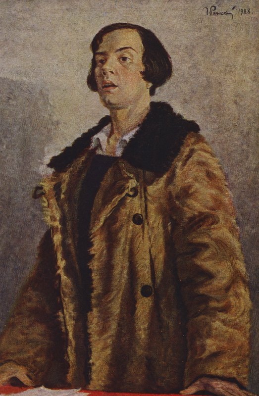 Przewodnicząca (litografia kolorowa) autorstwa Grigory Grigorievich Ryazhsky