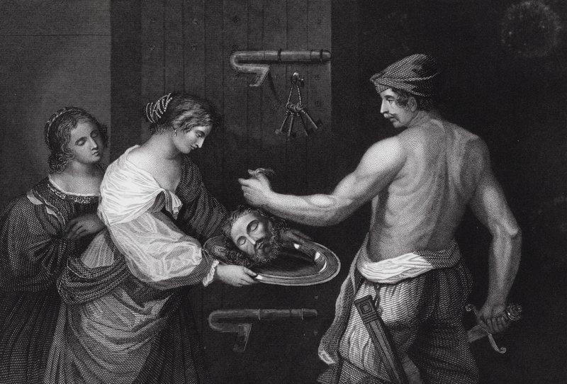 Głowa Jana Chrzciciela przyniesiona w ładowarce, Mateusz, rozdz. XIV, wers 6 autorstwa Guercino (1591-1666) (after)