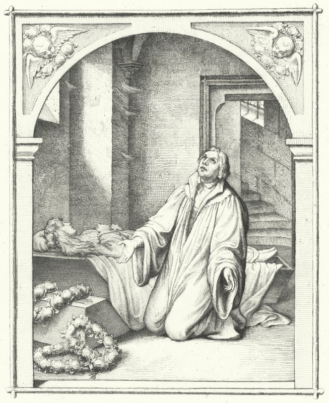 Marcin Luter ze zwłokami córki Magdaleny, 1542 autorstwa Gustav Ferdinand Leopold Konig