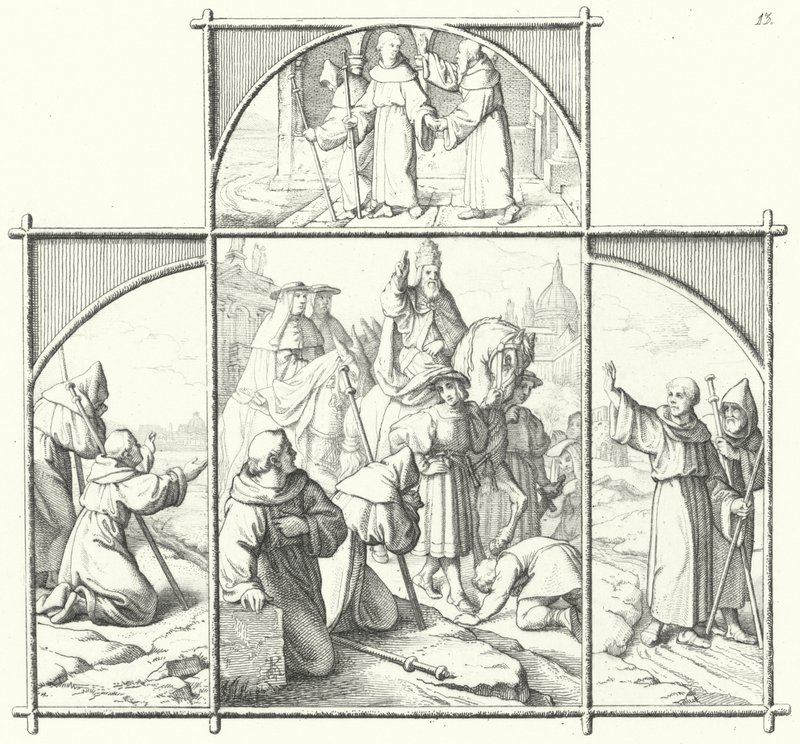 Podróż Marcina Lutra do Rzymu (grafika) autorstwa Gustav Ferdinand Leopold Konig
