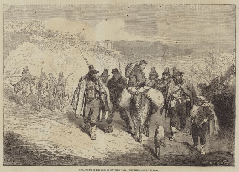 Rozbicie Armii Południowych Włoch, powrót ochotników do domu autorstwa Gustave Dore