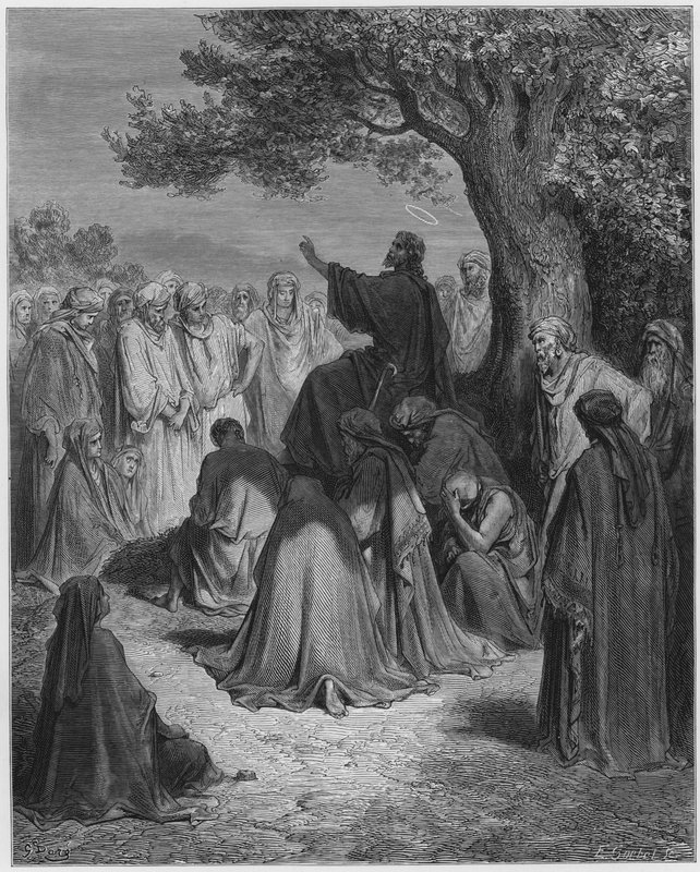 Gustave Dore Biblia: Jezus wygłaszający kazanie do tłumu autorstwa Gustave Dore