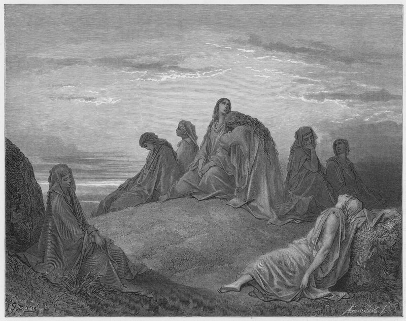 Biblia Gustawa Dore: Córki Izraela opłakują córkę Jeftego autorstwa Gustave Dore