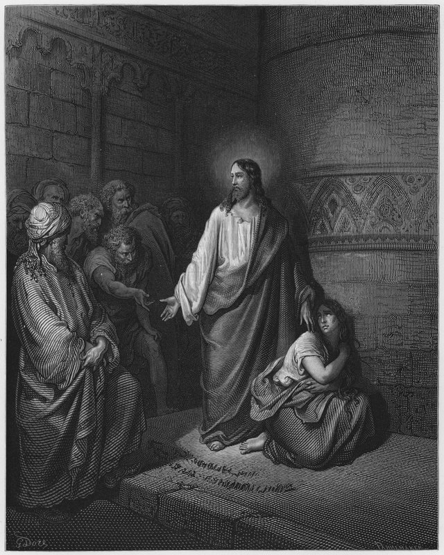 Gustave Dore Biblia: Kobieta wzięta na cudzołóstwo autorstwa Gustave Dore