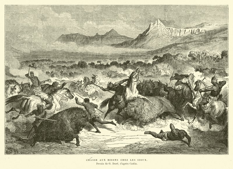 Siuksowie polujący na bizony autorstwa Gustave Dore
