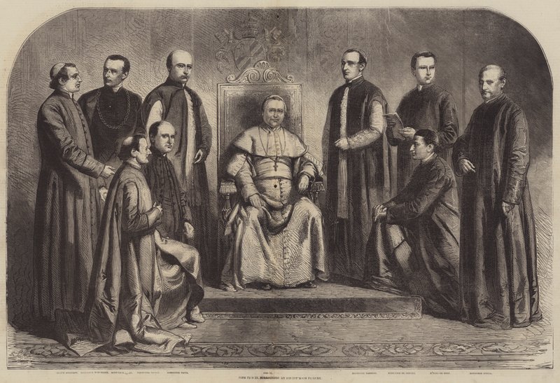 Papież Pius IX w otoczeniu swoich Bliskich Przyjaciół autorstwa Gustave Janet