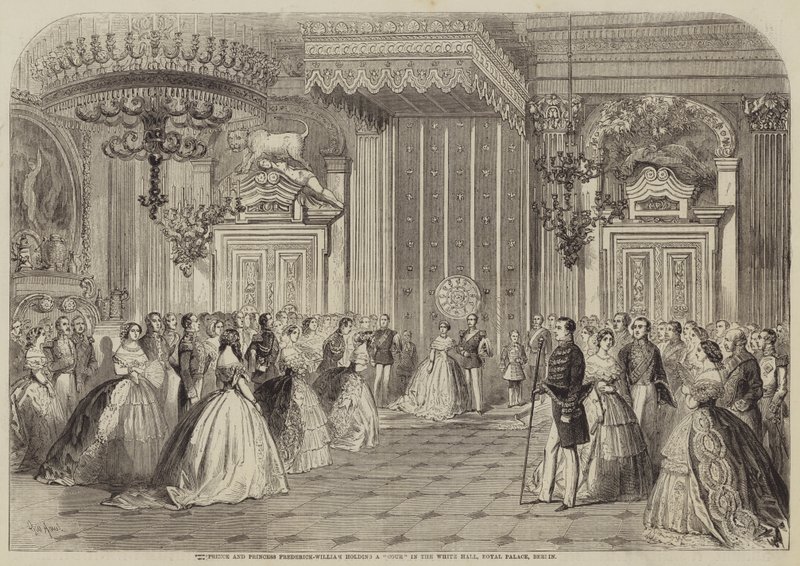 Książę i księżniczka Frederick-William na Cour w Białej Sali Pałacu Królewskiego w Berlinie autorstwa Gustave Janet