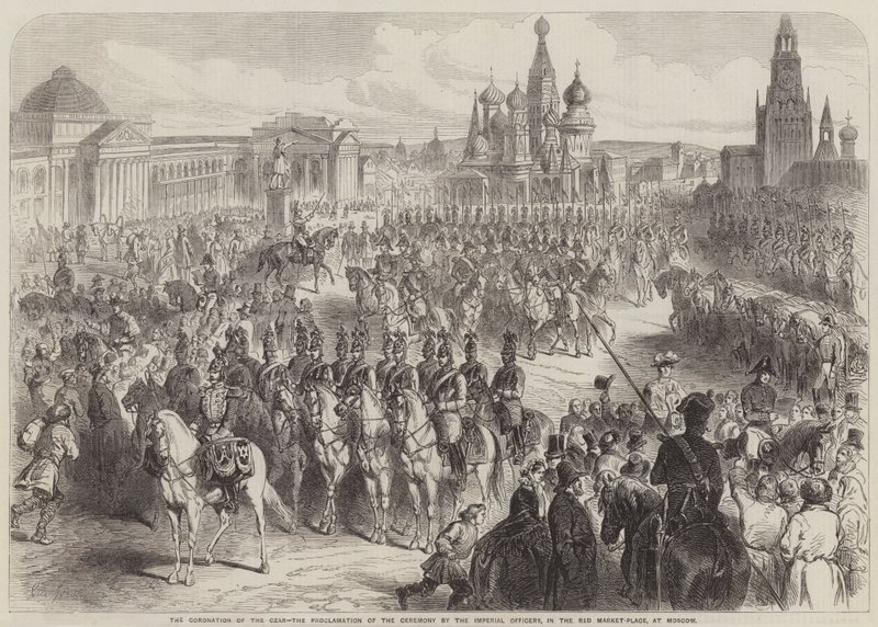 Koronacja cara, proklamacja ceremonii przez oficerów cesarskich ? autorstwa Gustave Janet