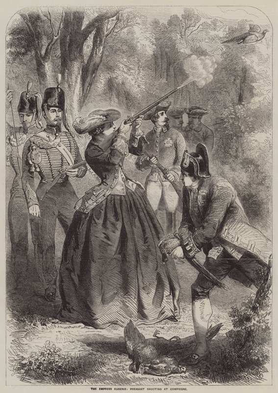 Cesarzowa Eugenia, strzelanie do bażanta w Compiegne autorstwa Gustave Janet