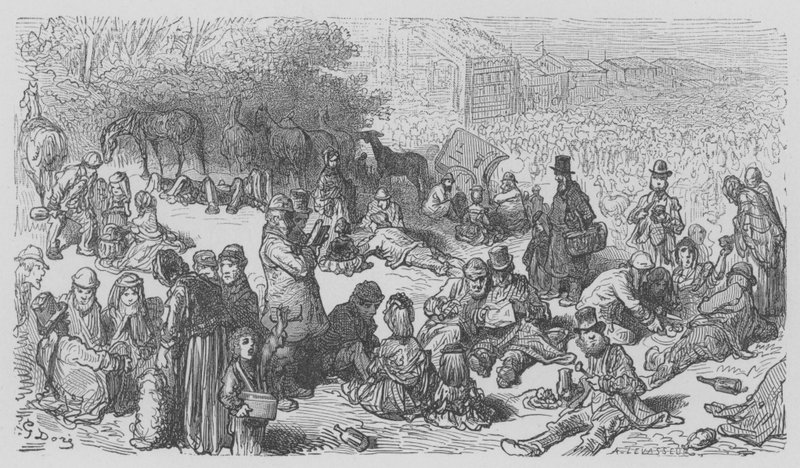 Na Derby, Le Lunch Sur LHerbe autorstwa Gustave after Dore