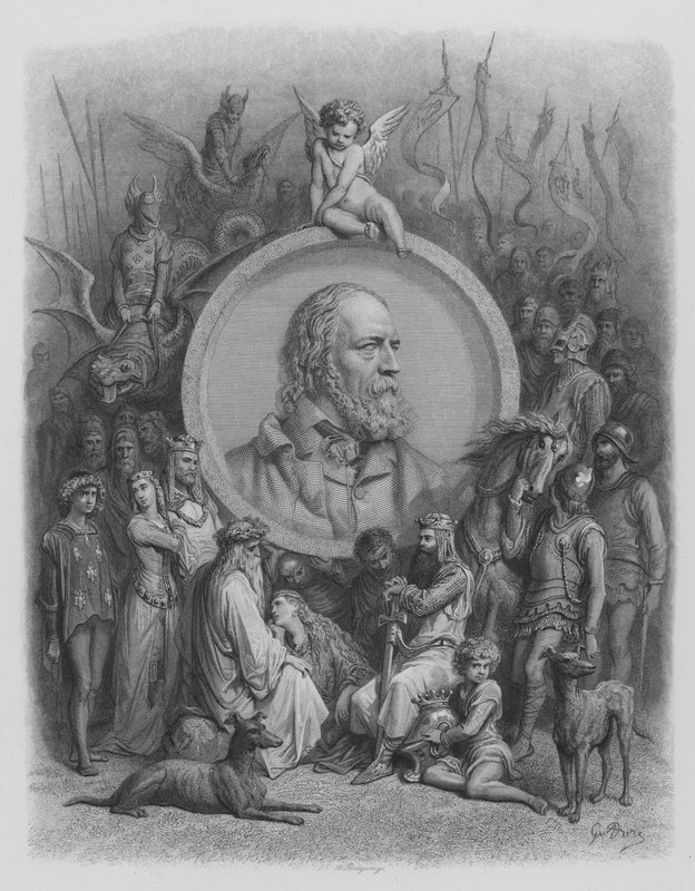 Frontyspis, Portret Tennysona i Postacie z sielanek autorstwa Gustave after Dore
