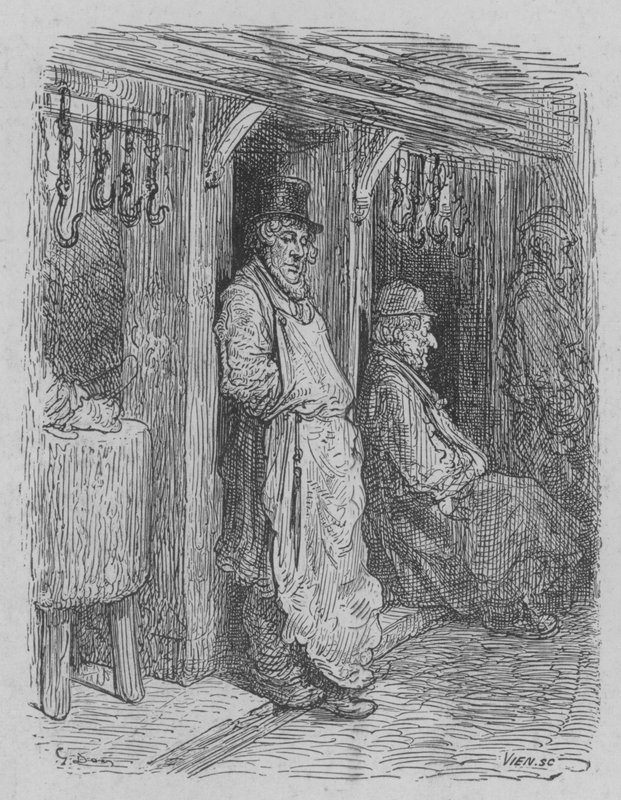 Rzeźnik oczekujący na swoją praktykę autorstwa Gustave after Dore