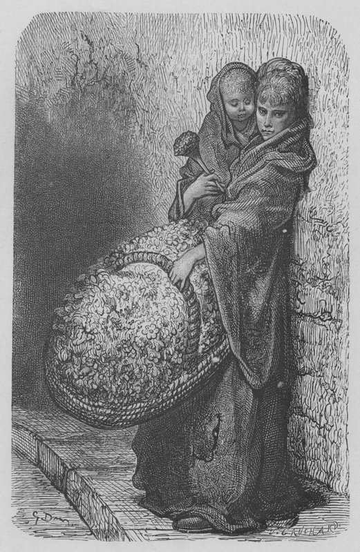 Sprzedawca kwiatów autorstwa Gustave after Dore