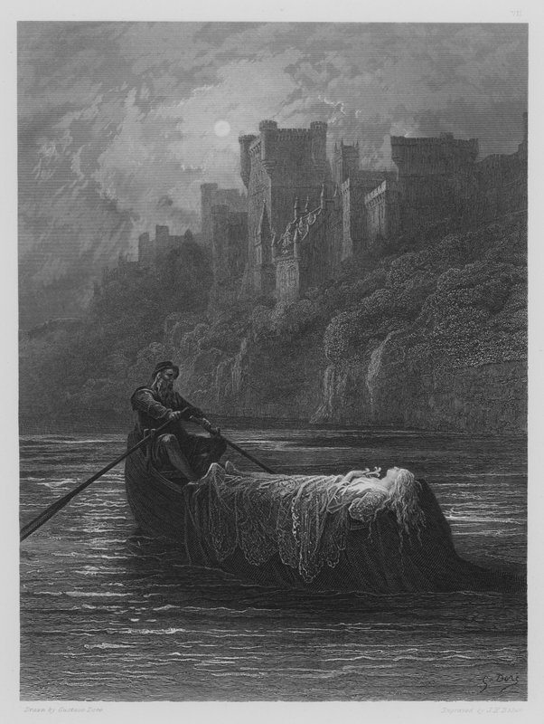 Ciało Elaine w drodze do Pałacu Króla Artura autorstwa Gustave after Dore