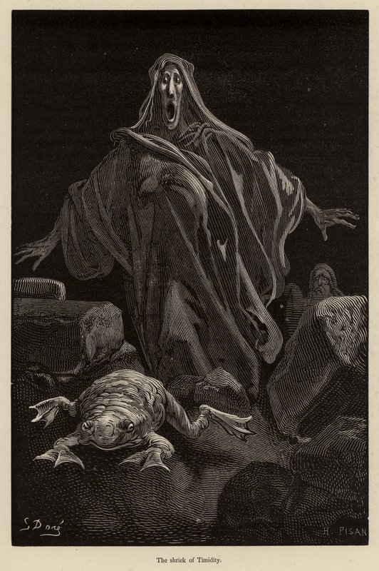 Wrzask nieśmiałości autorstwa Gustave after Dore