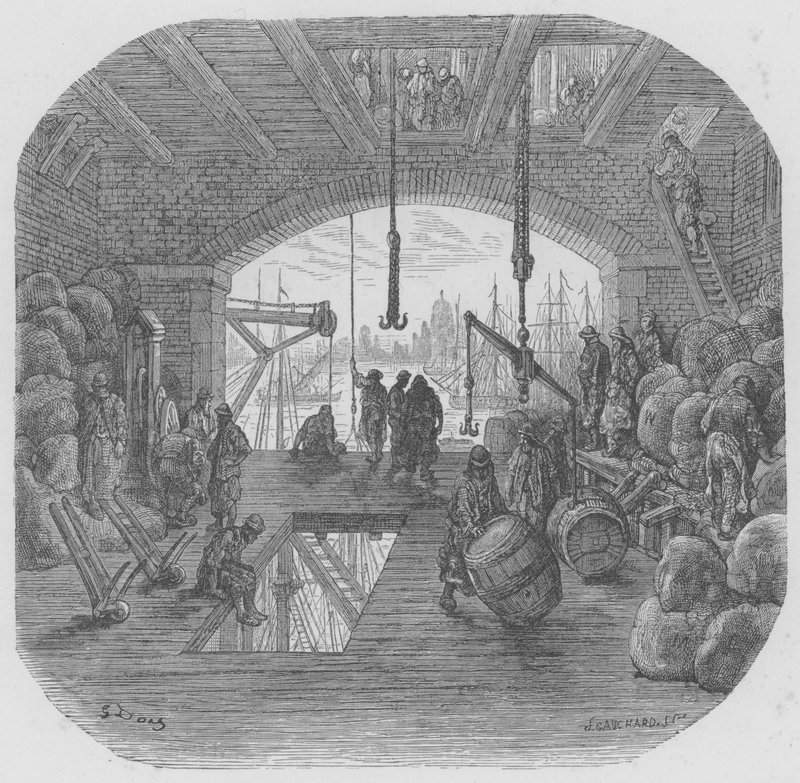 Magazyn w La Cite autorstwa Gustave after Dore