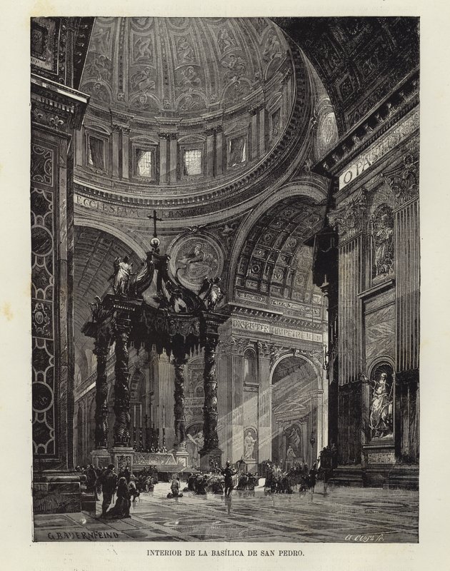 Wnętrze Bazyliki Świętego Piotra autorstwa Gustave Bauernfeind