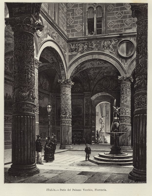 Włochy - Dziedziniec Palazzo Vecchio, Florencja autorstwa Gustave Bauernfeind