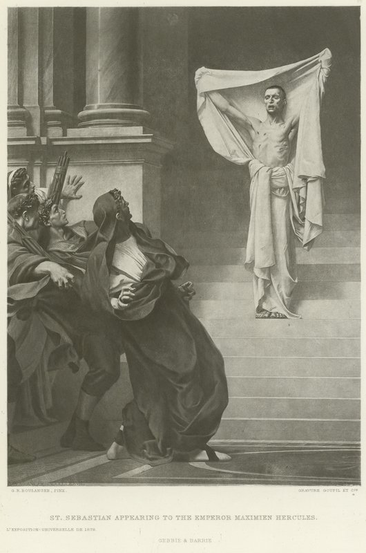 Św. Sebastian ukazujący się cesarzowi Maximienowi Herkulesowi (wklęsłodruk) autorstwa Gustave Clarence Rodolphe Boulanger
