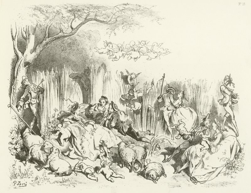 Pastorał pod Ludwika XV (grawiura) autorstwa Gustave Dore