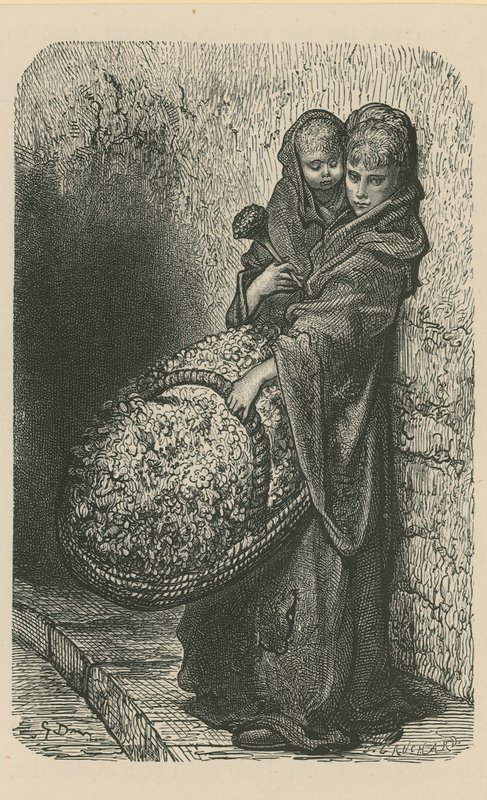 Kobieta sprzedająca kwiaty autorstwa Gustave Dore