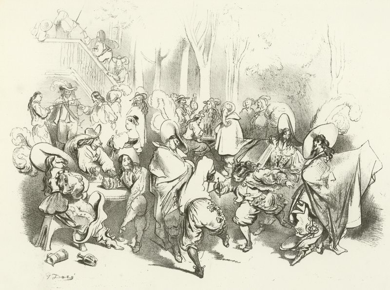 Po dekrecie Richelieu przeciwko pojedynkom (grawiura) autorstwa Gustave Dore