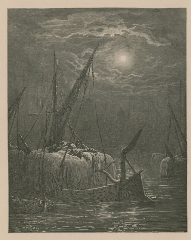 Łodzie na Tamizie autorstwa Gustave Dore