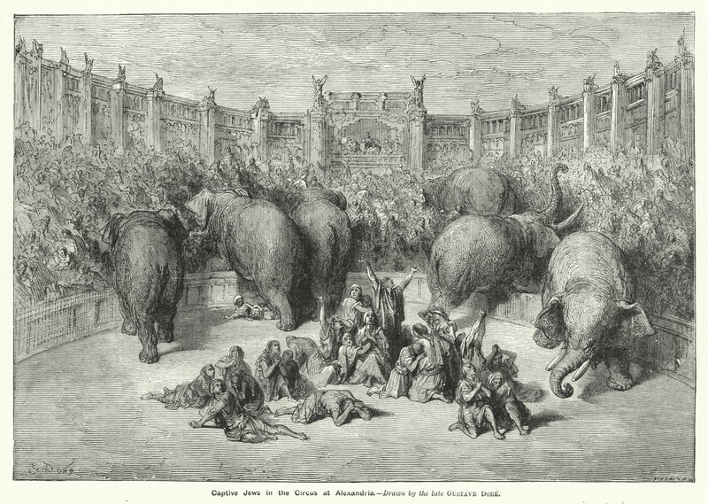 Żydzi w niewoli w cyrku w Aleksandrii (rycina) autorstwa Gustave Dore