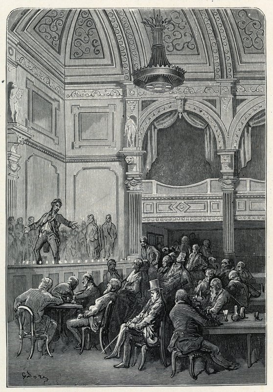 Pokoje piosenki i kolacji Evansa autorstwa Gustave Dore