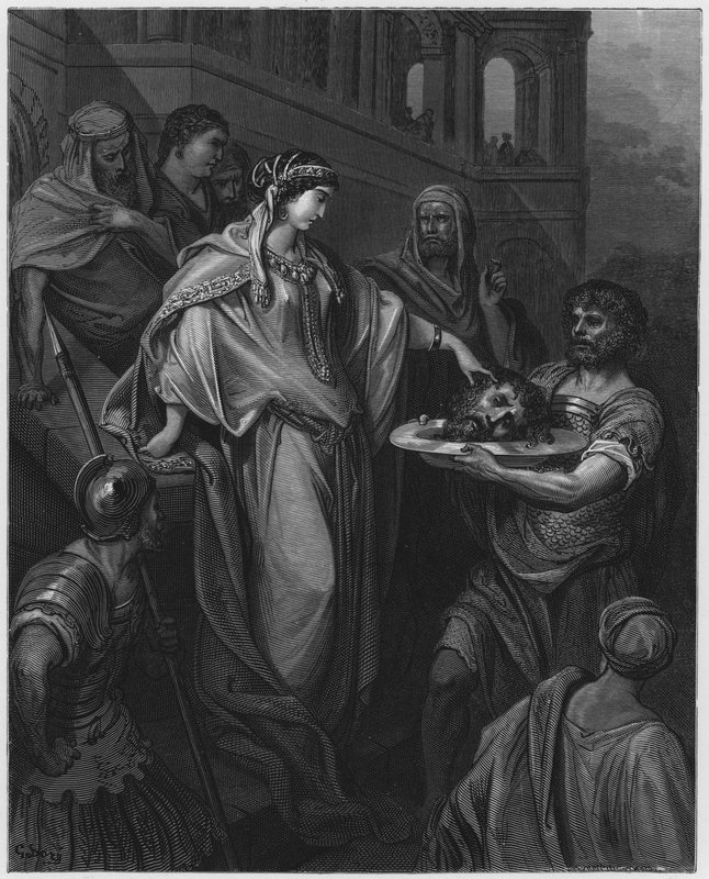 Biblia Gustawa Dore: Córka Heroda otrzymująca głowę Jana Chrzciciela autorstwa Gustave Dore