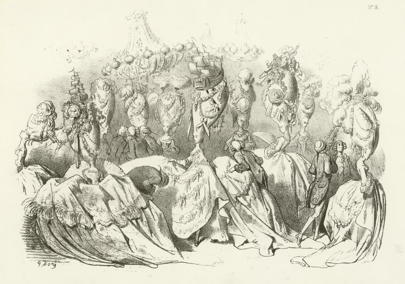 Nakrycia głowy za Ludwika XVI (grawiura) autorstwa Gustave Dore