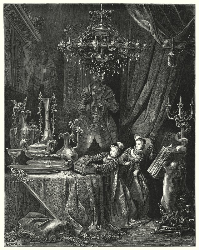 La Barbe-Bleue; Błękitnobrody (rycina) autorstwa Gustave Dore