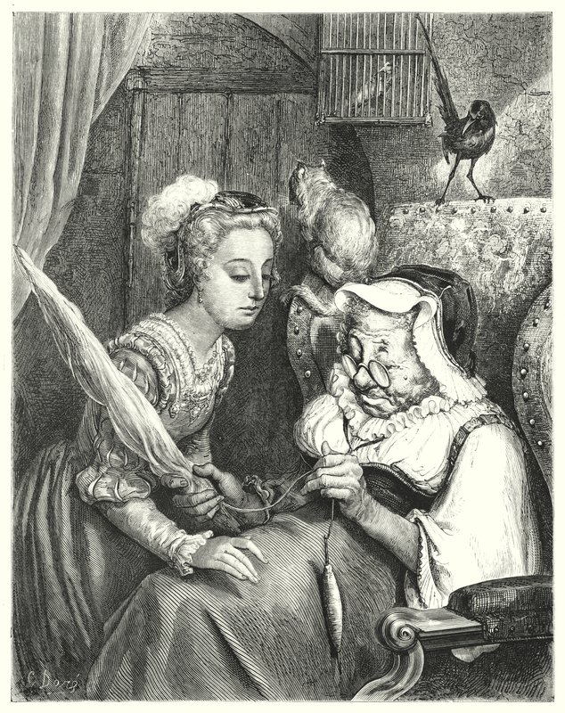 Śpiąca królewna; Śpiąca Królewna (grawerunek) autorstwa Gustave Dore
