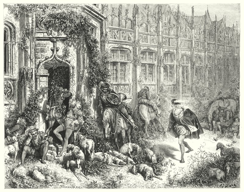 Śpiąca królewna; Śpiąca Królewna (grawerunek) autorstwa Gustave Dore