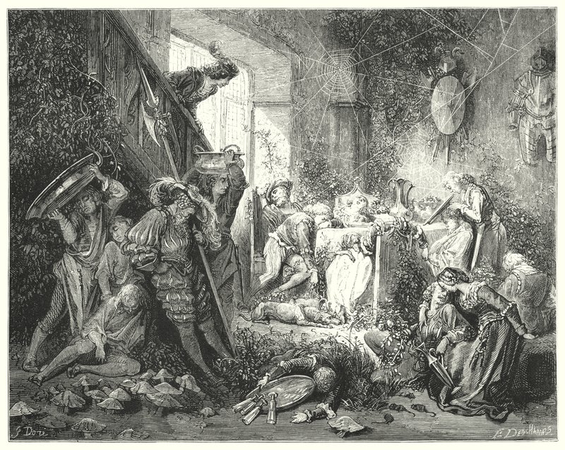 Śpiąca królewna; Śpiąca Królewna (grawerunek) autorstwa Gustave Dore