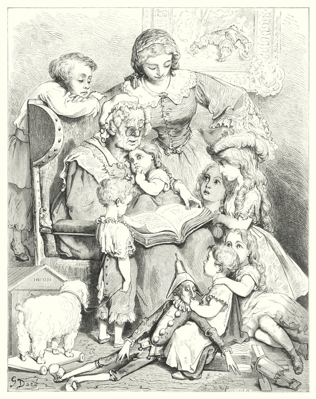 Opowiadanie rodzinne (grawerowanie) autorstwa Gustave Dore