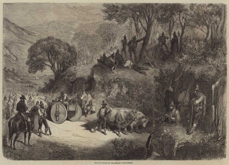 Południowe zatrzymanie kalabryjskich wolontariuszy autorstwa Gustave Dore