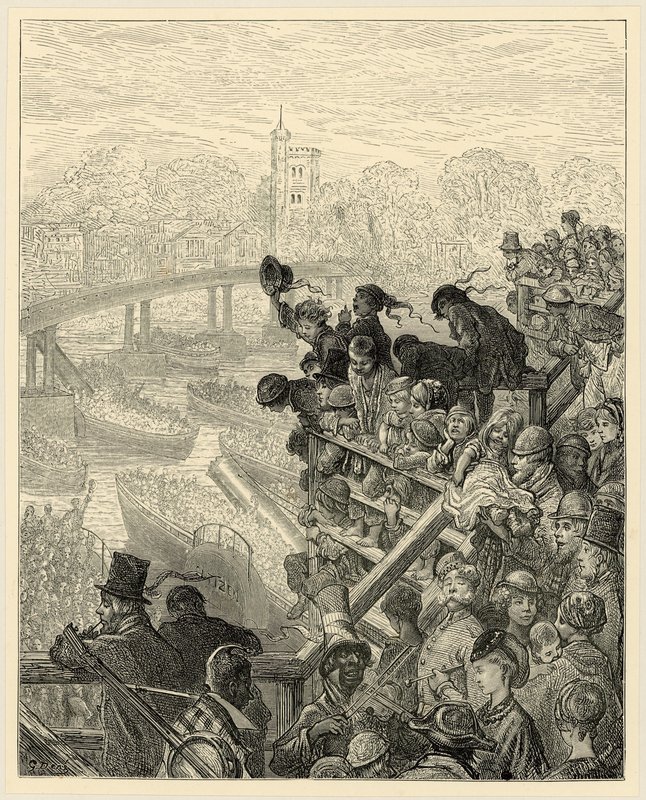 Oxford i Cambridge Boat Race, Putney autorstwa Gustave Dore