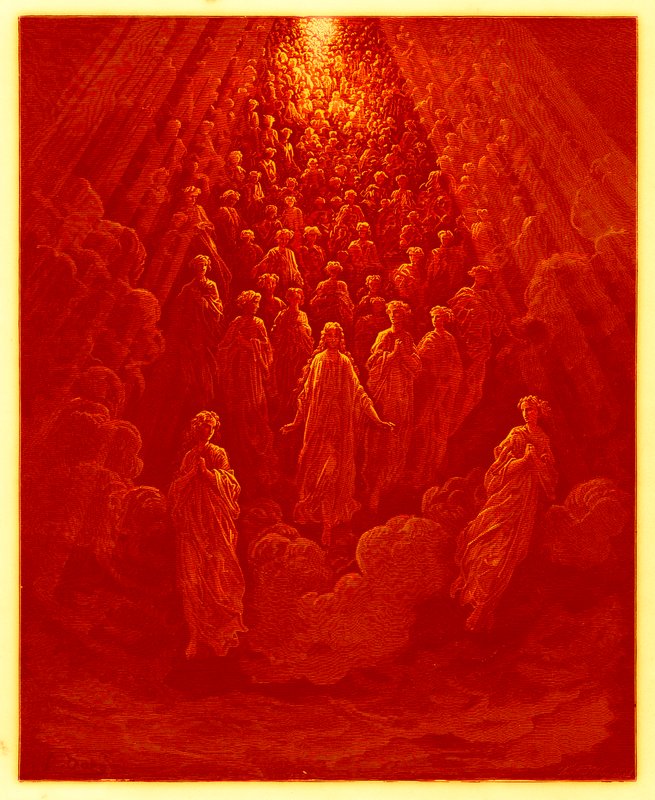Anioły na planecie Merkury, ilustracja z „Galerii Dore”, opublikowana ok. 1890 r. (obraz ulepszony cyfrowo) autorstwa Gustave Dore