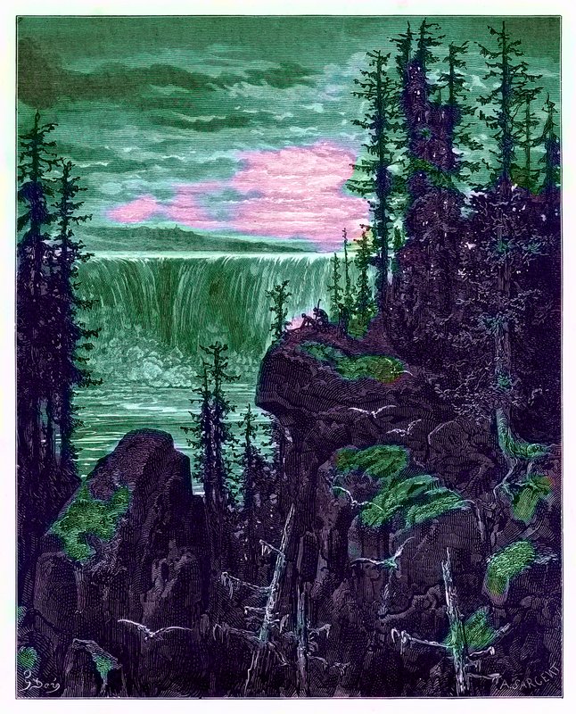 The Falls of Niagara, ilustracja z „The Dore Gallery”, rytowana przez A. Sargenta, opublikowana ok. 1890 r. (obraz ulepszony cyfrowo) autorstwa Gustave Dore