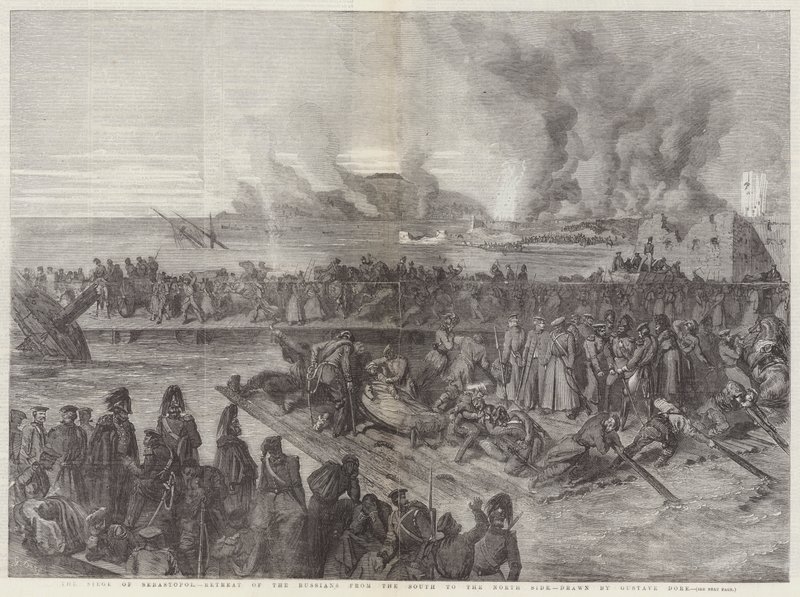 Oblężenie Sewastopola, wycofanie się Rosjan z południa na północ autorstwa Gustave Dore