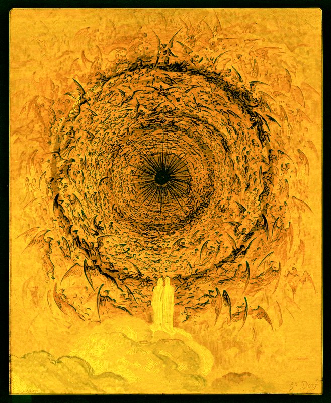 Wizja Empireum, ilustracja z „Galerii Dore”, rytowana przez Stephane Pannemakera (1847-1930), opublikowana ok. 1890 r. (obraz ulepszony cyfrowo) autorstwa Gustave Dore