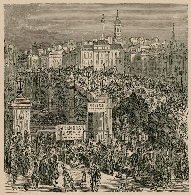 Ruch na moście londyńskim autorstwa Gustave Dore